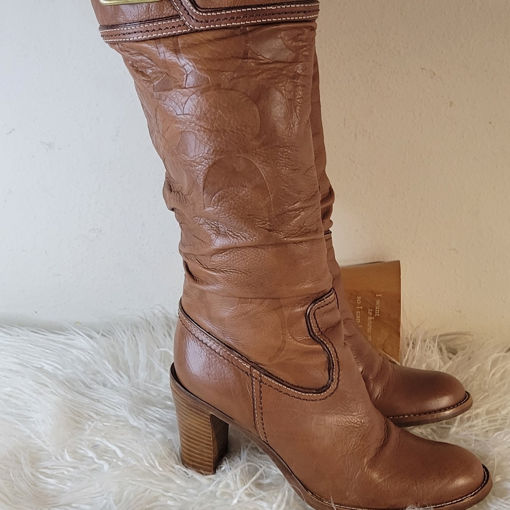 Vintage Coach Tan Q095 Meredith Leather Boots
